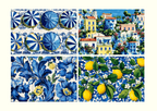 Blue azulejo, lemon and Mediterranean coastal patterns in the Dolce Vita disposable paper placemat set