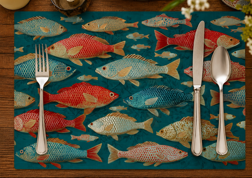 Lemon and citrus disposable paper placemat from the Frutti di Mare pad styled on a table setting