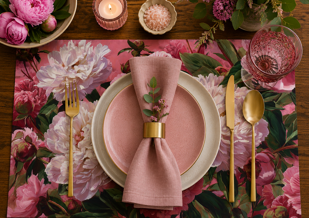 Collector's Trio — Garden Whispers watercolor floral disposable paper placemat