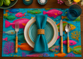 The Full Table — Caribbean Bliss tropical reef fish disposable paper placemat
