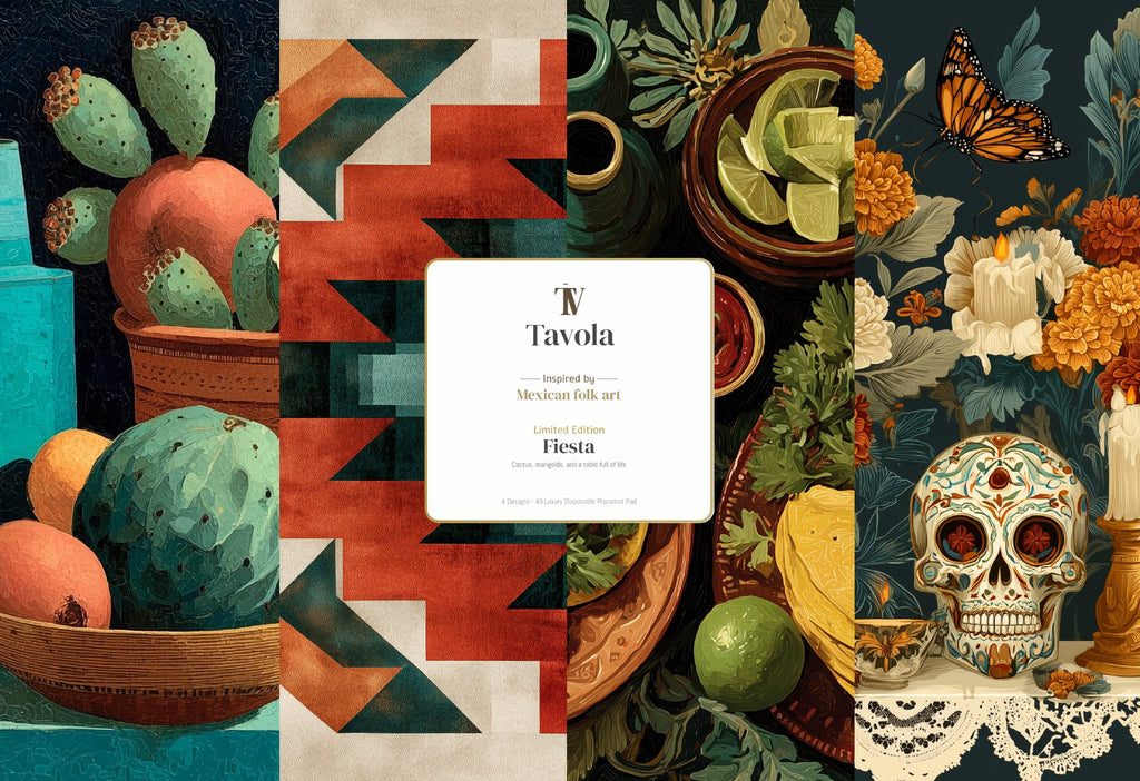 Fiesta pad cover — Tavola limited edition, four designs, 40 luxury disposable placemats